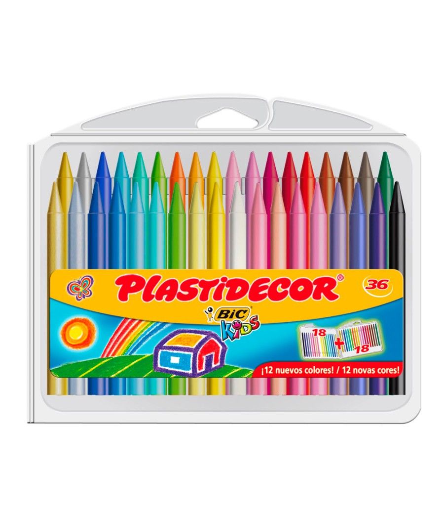 Lápices cera plastidecor caja de 36 colores - Imagen 3