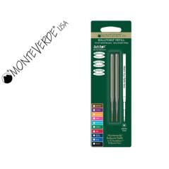 Recambio bolígrafo monteverde compatible con los de montblanc blister 2 unidades color azul punta media - Imagen 2
