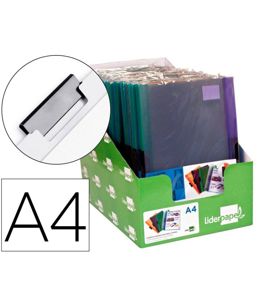 Carpeta liderpapel dossier pinza lateral polipropileno din a4 30 hojas pack de 4 colores surtidos - Imagen 2