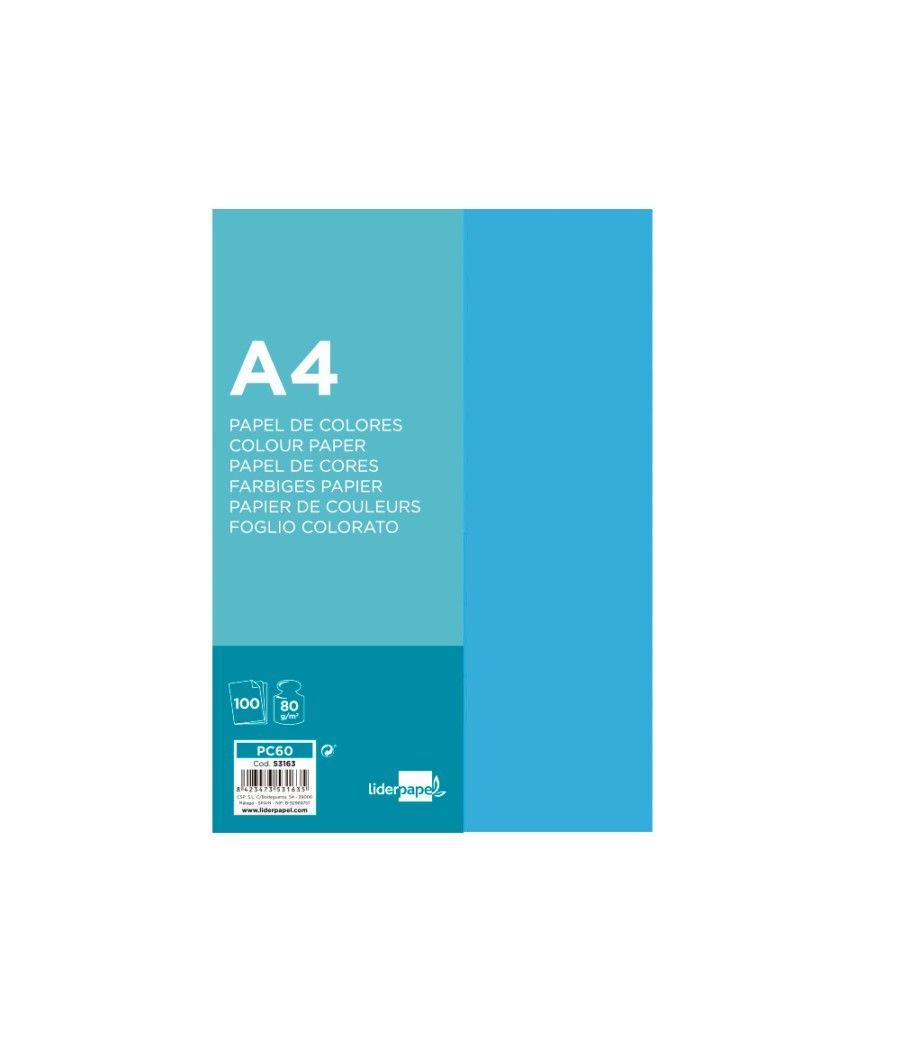 Papel color liderpapel a4 80g/m2 azul turquesa paquete de 100 - Imagen 3