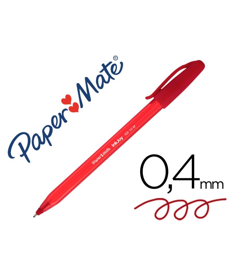 Bolígrafo paper mate inkjoy 100 punta media trazo 1mm rojo - Imagen 2