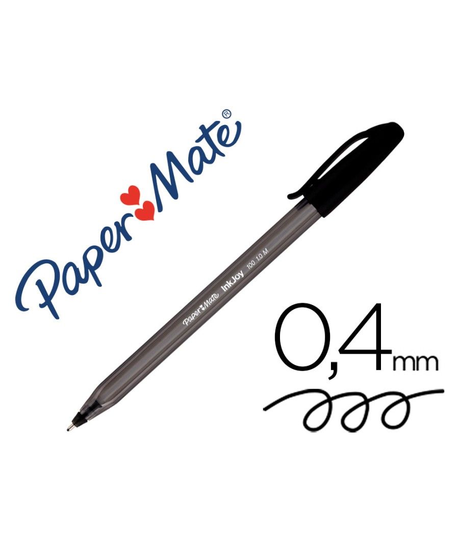 Bolígrafo paper mate inkjoy 100 punta media trazo 1mm negro PACK 50 UNIDADES - Imagen 2