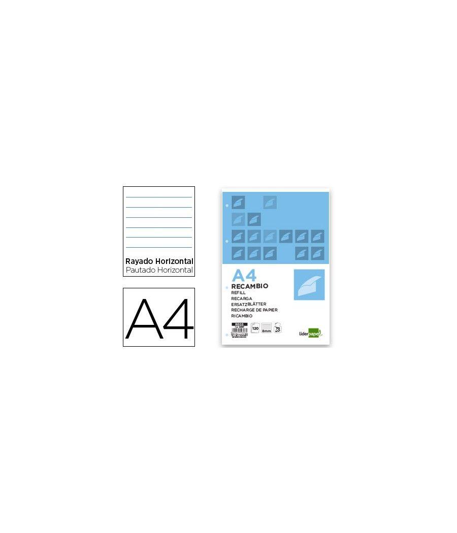 Recambio liderpapel a4 120 hojas 70g/m2 horizontal sin margen 4 taladros bandas de 5 colores - Imagen 2