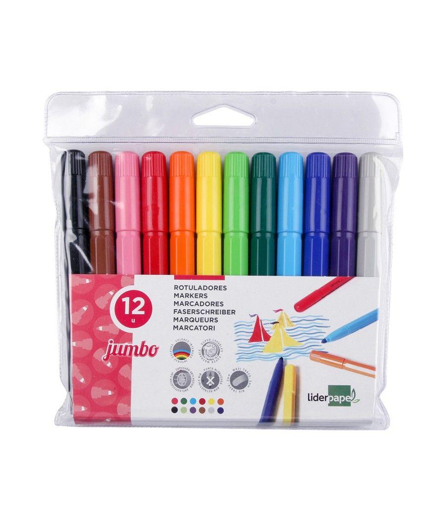 Rotulador liderpapel jumbo bolsa 12 colores - Imagen 3