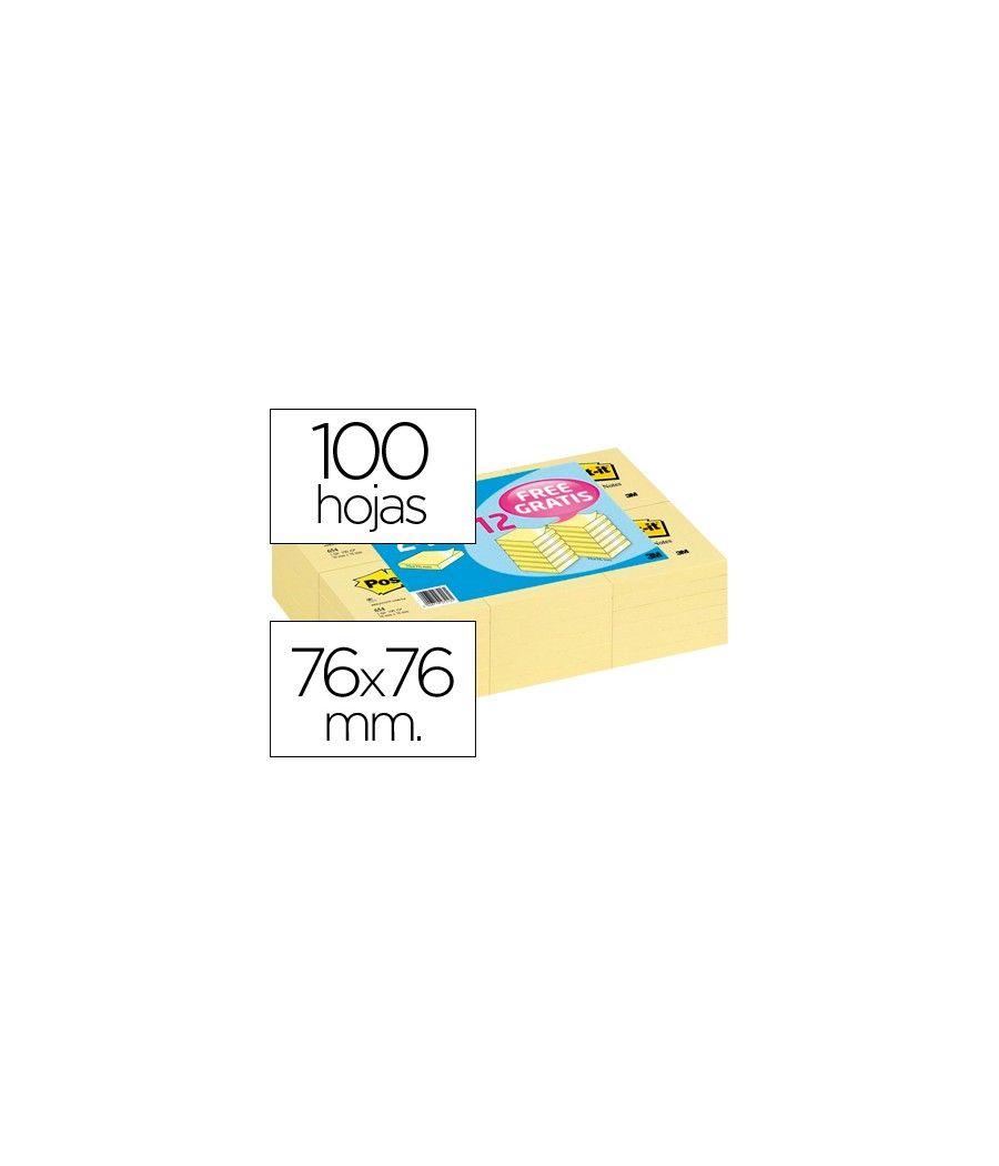 Bloc de notas adhesivas quita y pon post-it 76x76mm -pack promocional 24+12 - Imagen 2