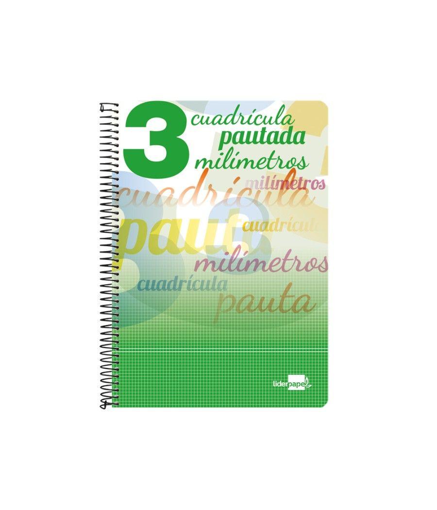 Cuaderno espiral liderpapel folio pautaguia tapa blanda 80h 75 gr cuadro pautado 3mm con margen colores surtidos PACK 8 UNIDADES