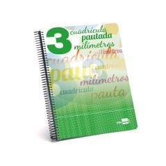 Cuaderno espiral liderpapel folio pautaguia tapa blanda 80h 75 gr cuadro pautado 3mm con margen colores surtidos PACK 8 UNIDADES