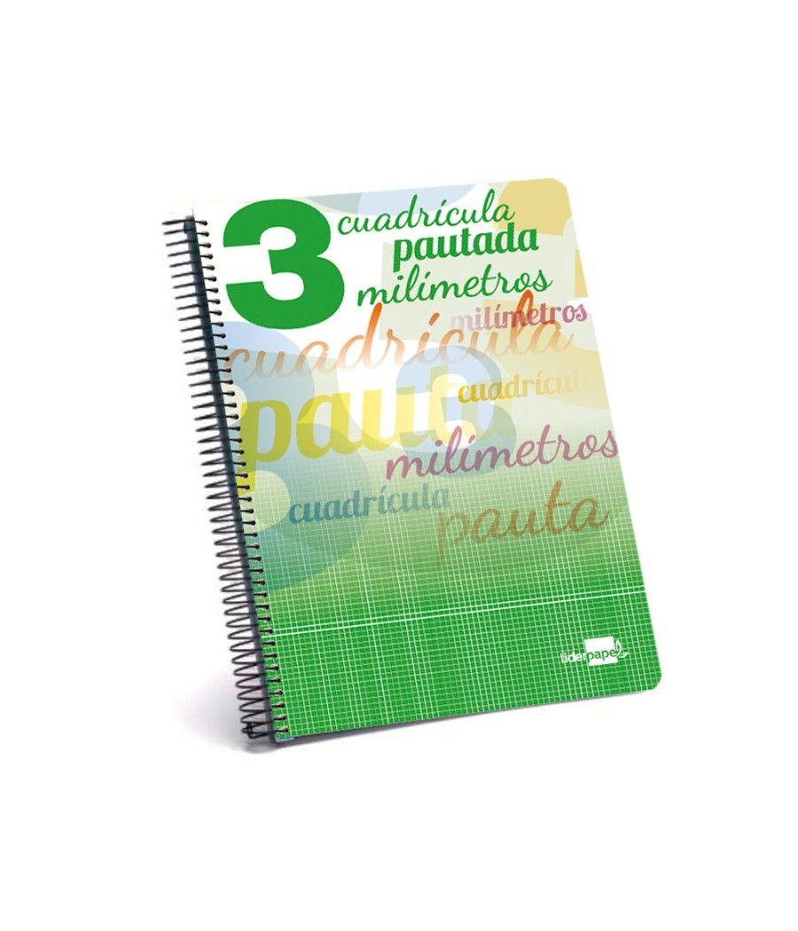 Cuaderno espiral liderpapel folio pautaguia tapa blanda 80h 75 gr cuadro pautado 3mm con margen colores surtidos PACK 8 UNIDADES