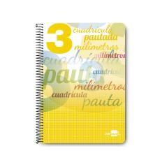 Cuaderno espiral liderpapel folio pautaguia tapa blanda 80h 75 gr cuadro pautado 3mm con margen colores surtidos PACK 8 UNIDADES