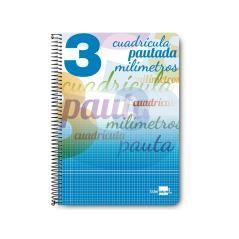 Cuaderno espiral liderpapel folio pautaguia tapa blanda 80h 75 gr cuadro pautado 3mm con margen colores surtidos PACK 8 UNIDADES