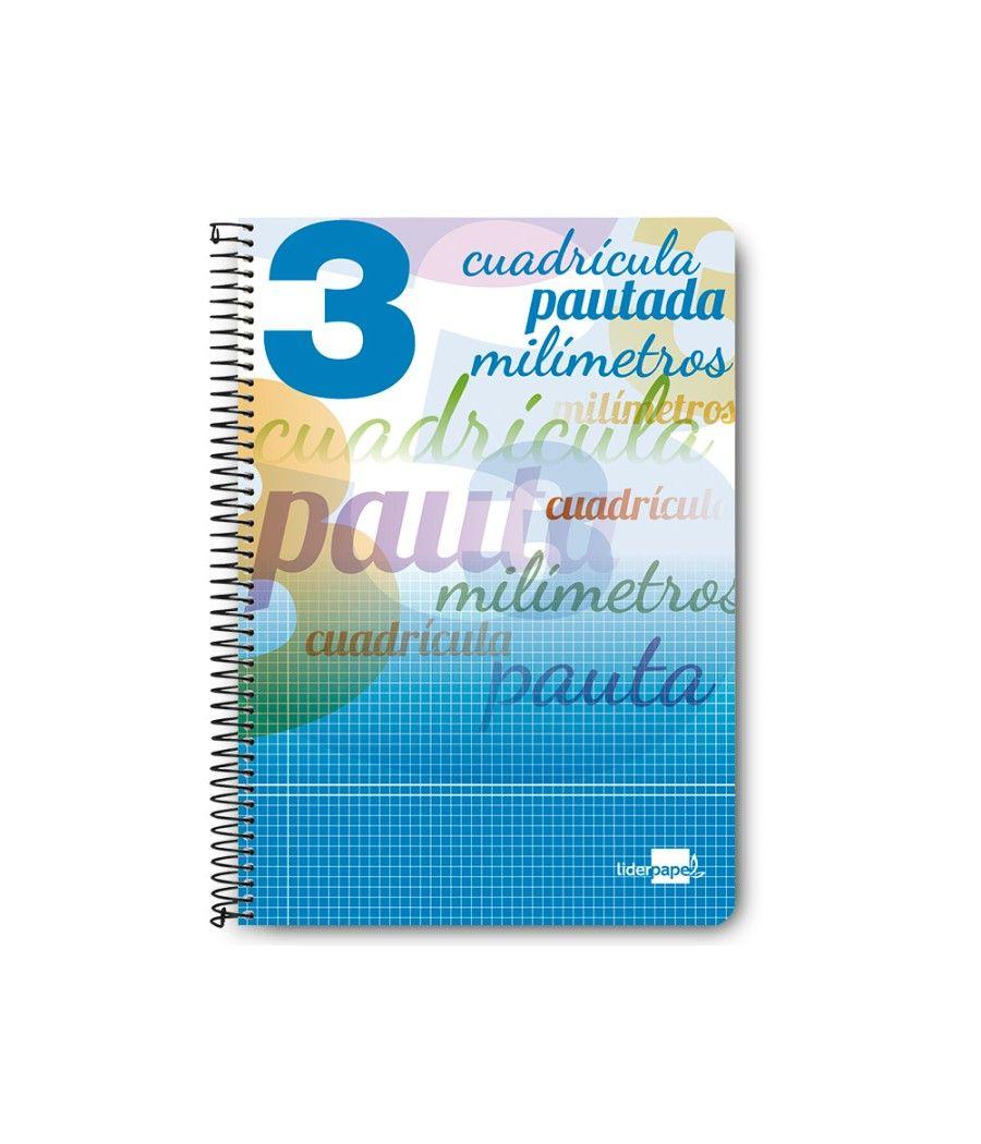 Cuaderno espiral liderpapel folio pautaguia tapa blanda 80h 75 gr cuadro pautado 3mm con margen colores surtidos PACK 8 UNIDADES