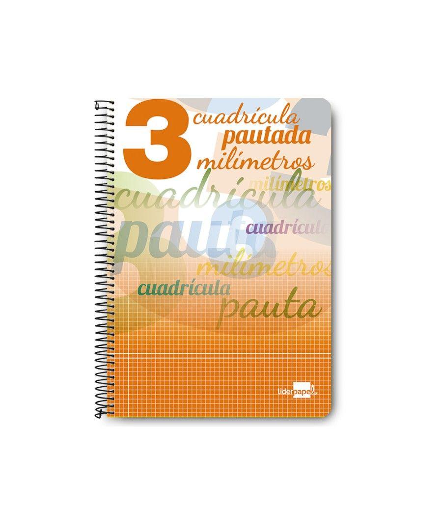 Cuaderno espiral liderpapel folio pautaguia tapa blanda 80h 75 gr cuadro pautado 3mm con margen colores surtidos PACK 8 UNIDADES