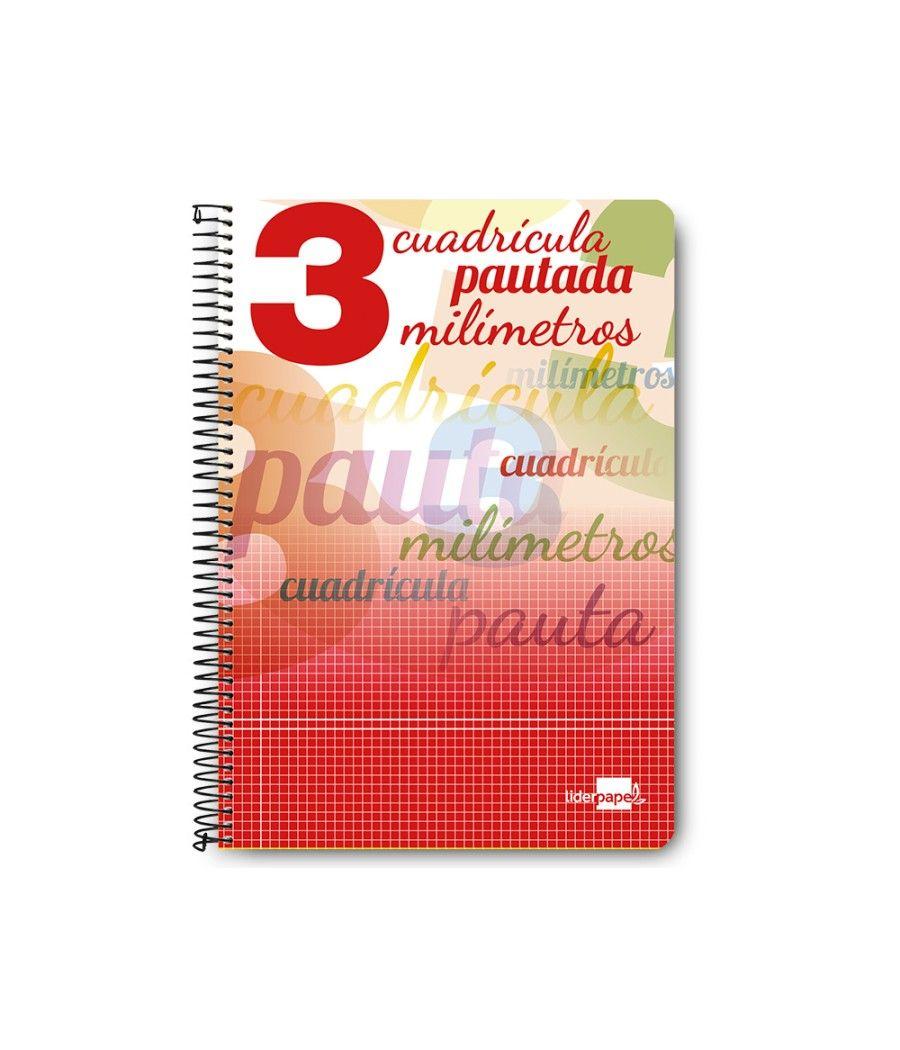 Cuaderno espiral liderpapel folio pautaguia tapa blanda 80h 75 gr cuadro pautado 3mm con margen colores surtidos PACK 8 UNIDADES