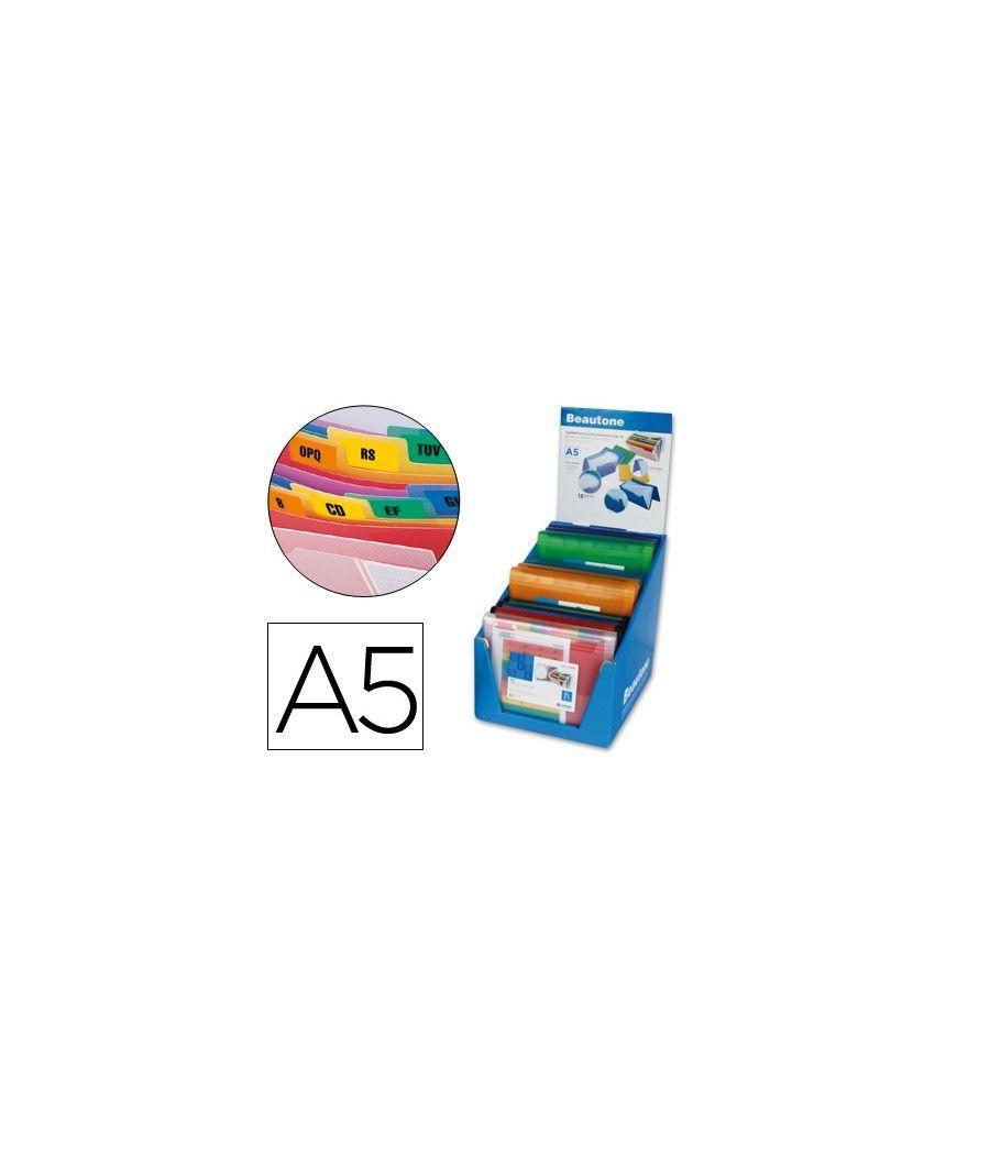 Carpeta liderpapel clasificador fuelle polipropileno a5 expositor de 12 unidades colores surtidos - Imagen 2