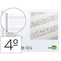 Bloc música liderpapel combi pentagrama 3mm mas cuadricula de 4mm para anotaciones cuarto20 hojas 100g/m2