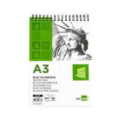 Bloc dibujo liderpapel esbozos espiral a3 297x420mm 100 hojas 90g/m2 sin recuadro - Imagen 3