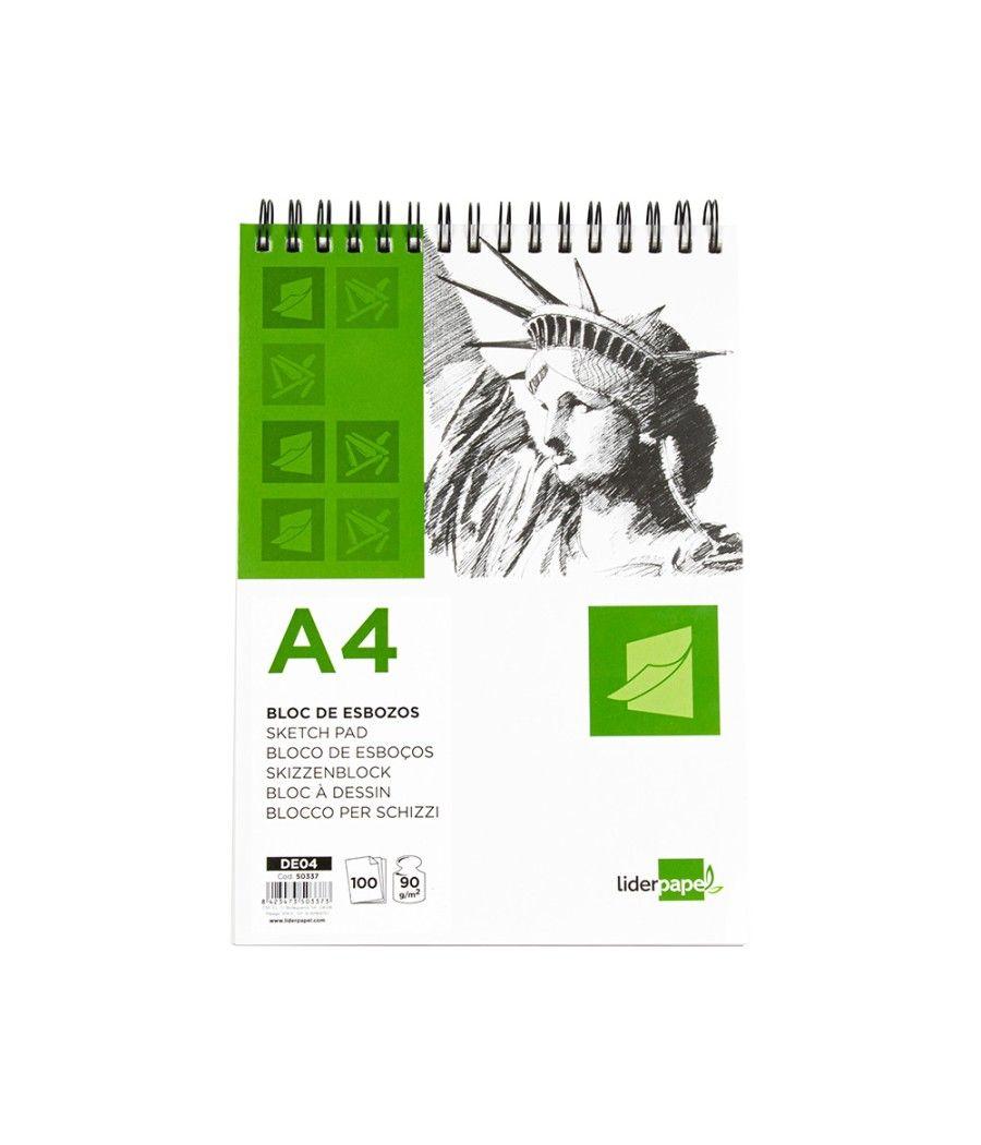 Bloc dibujo liderpapel esbozos espiral din a4 210x297mm 100 hojas 90g/m2 sin recuadro - Imagen 3