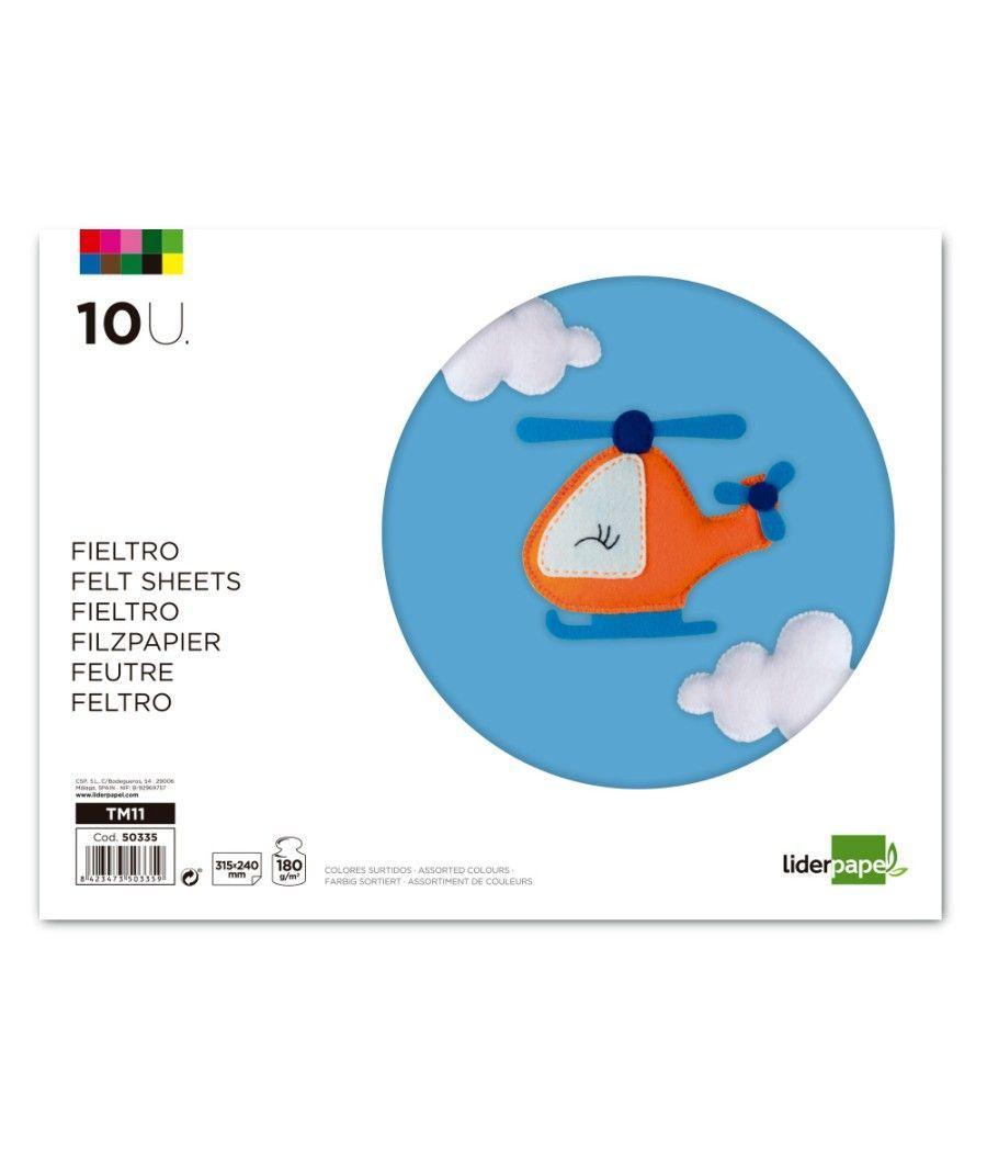 Bloc trabajos manuales liderpapel fieltro 240x315mm 10 hojas colores surtidos PACK 5 UNIDADES - Imagen 3