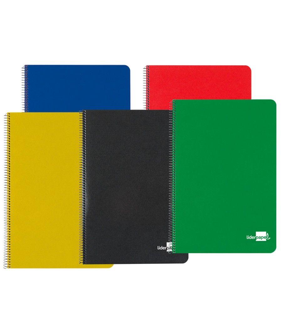 Cuaderno espiral liderpapel cuarto tapa dura 80h 60 gr cuadro 4mm con margen colores surtidos PACK 5 UNIDADES - Imagen 3