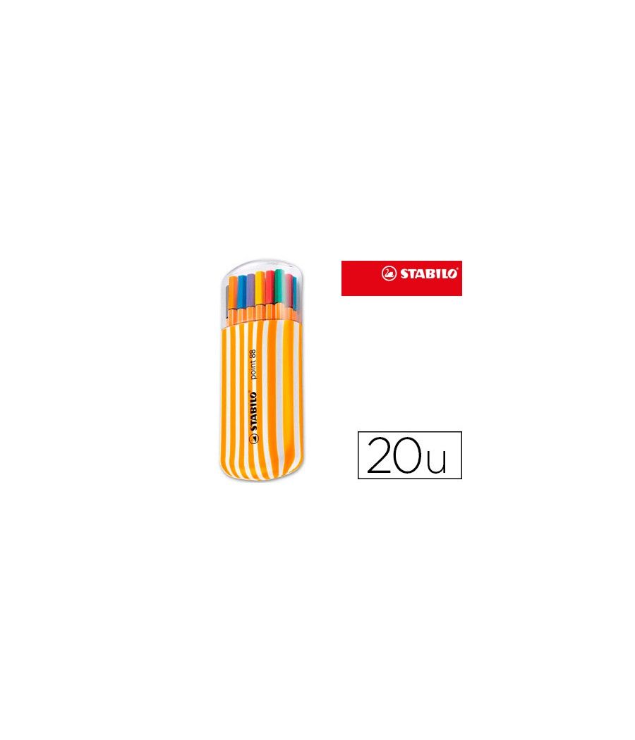 Rotulador stabilo punta de fibra point 88 zebrui estuche de 20 unidades colores surtidos - Imagen 2