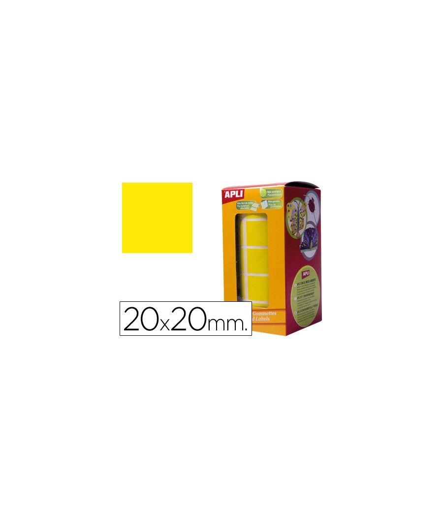 Gomets autoadhesivos cuadrados 20x20 mm amarillo rollo de 1770 unidades - Imagen 2