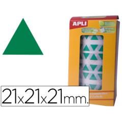 Gomets autoadhesivos triangulares 21x21x21 mm verde en rollo - Imagen 2