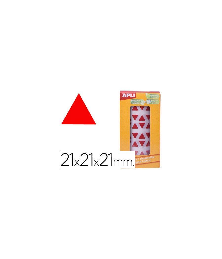 Gomets autoadhesivos triangulares 21x21x21 mm rojo en rollo - Imagen 2