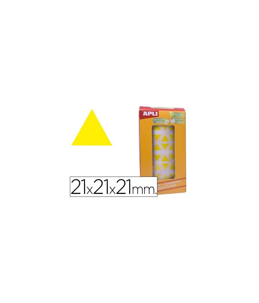 Gomets autoadhesivos triangulares 21x21x21mm amarillo en rollo - Imagen 2