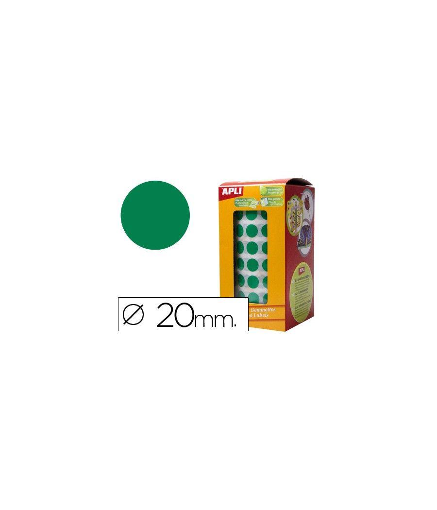 Gomets autoadhesivos circulares 20mm verde en rollo - Imagen 2