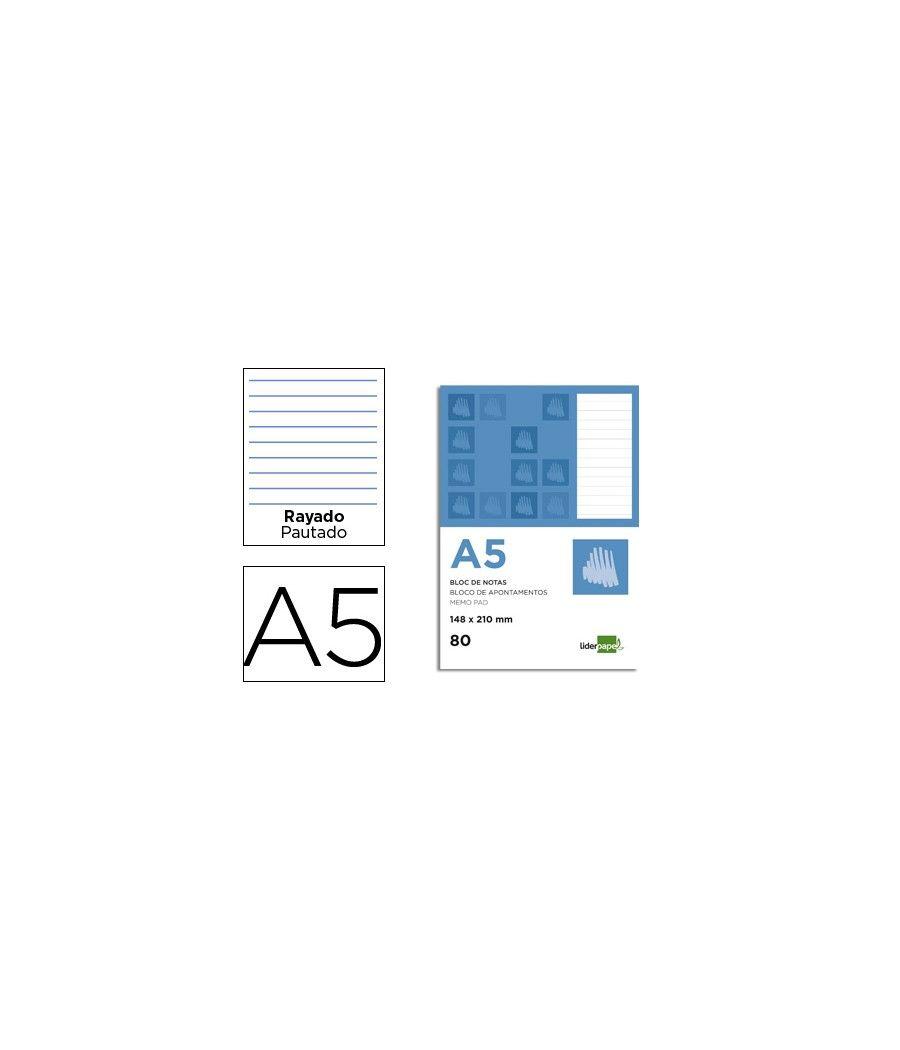 Bloc notas liderpapel horizontal a5 80 hojas 60g/m2 perforado PACK 6 UNIDADES - Imagen 2