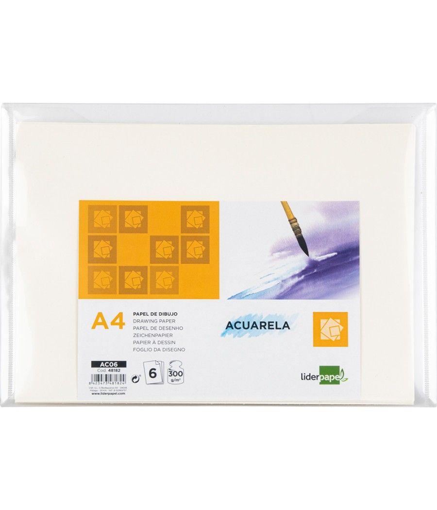 Papel dibujo liderpapel 210x297mm 300g/m2 acuarela pack de 6 PACK 12 UNIDADES - Imagen 3