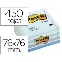 Bloc de notas adhesivas quita y pon post-it 76x76 mm cubo color azul pastel 450 hojas - Imagen 2