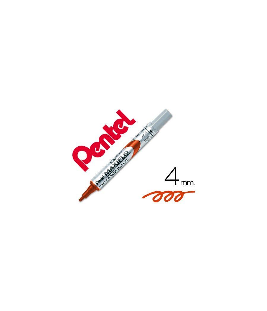 Rotulador maxiflo pentel para pizarra blanca color rojo PACK 12 UNIDADES - Imagen 2