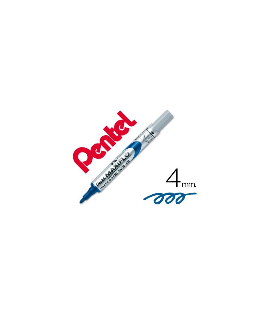Rotulador maxiflo pentel para pizarra blanca color azul PACK 12 UNIDADES - Imagen 2