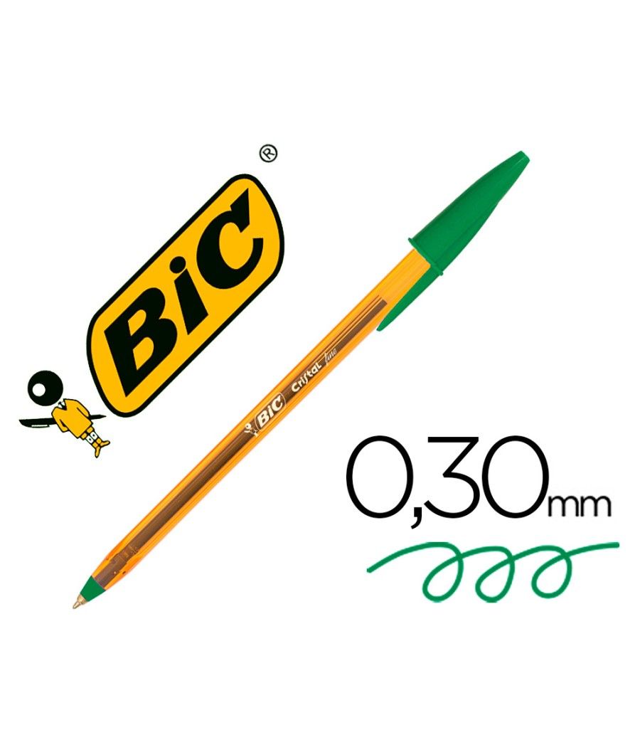 Bolígrafo bic cristal punta fina verde PACK 50 UNIDADES - Imagen 2