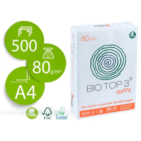 Papel fotocopiadora biotop 80g extra ecologico din-a4 paquete de 500 hojas