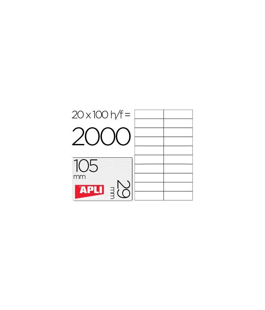 Etiqueta adhesiva apli 1299 tamaño 105x29 mm para fotocopiadora láser ink-jet caja con 100 hojas din a4 - Imagen 2