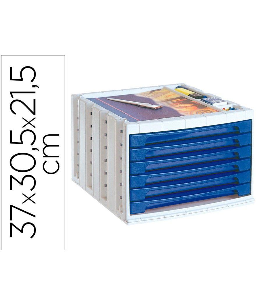 Fichero cajones de sobremesa q-connect 370x305x215 mm bandeja organizadora superior 5 cajones azul opaco - Imagen 2