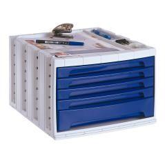 Fichero cajones de sobremesa q-connect 370x305x215 mm bandeja organizadora superior 5 cajones azul opaco - Imagen 3