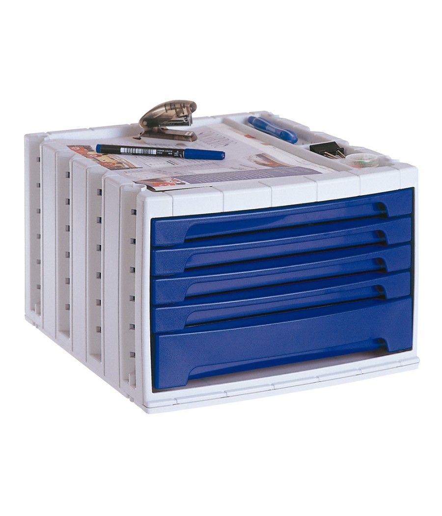 Fichero cajones de sobremesa q-connect 370x305x215 mm bandeja organizadora superior 5 cajones azul opaco - Imagen 3