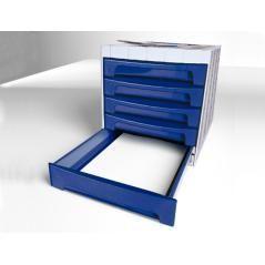 Fichero cajones de sobremesa q-connect 370x305x215 mm bandeja organizadora superior 5 cajones azul opaco - Imagen 4