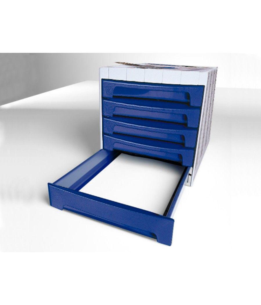 Fichero cajones de sobremesa q-connect 370x305x215 mm bandeja organizadora superior 5 cajones azul opaco - Imagen 4