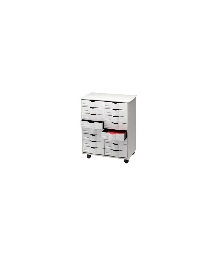 Mueble auxiliar fast-paperflow para oficina negro 16 cajones en 2 columnas gris5x382 71,5x58x34,3 cm - Imagen 2