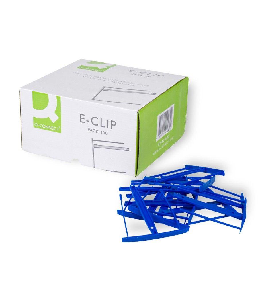 Encuadernador fastener q-connect plástico e-clips color azul caja de 100 unidades - Imagen 3