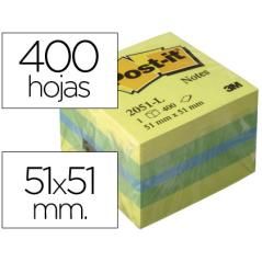 Bloc de notas adhesivas quita y pon post-it 51x51 mm minicubo color limon 2051-l 400 hojas - Imagen 2