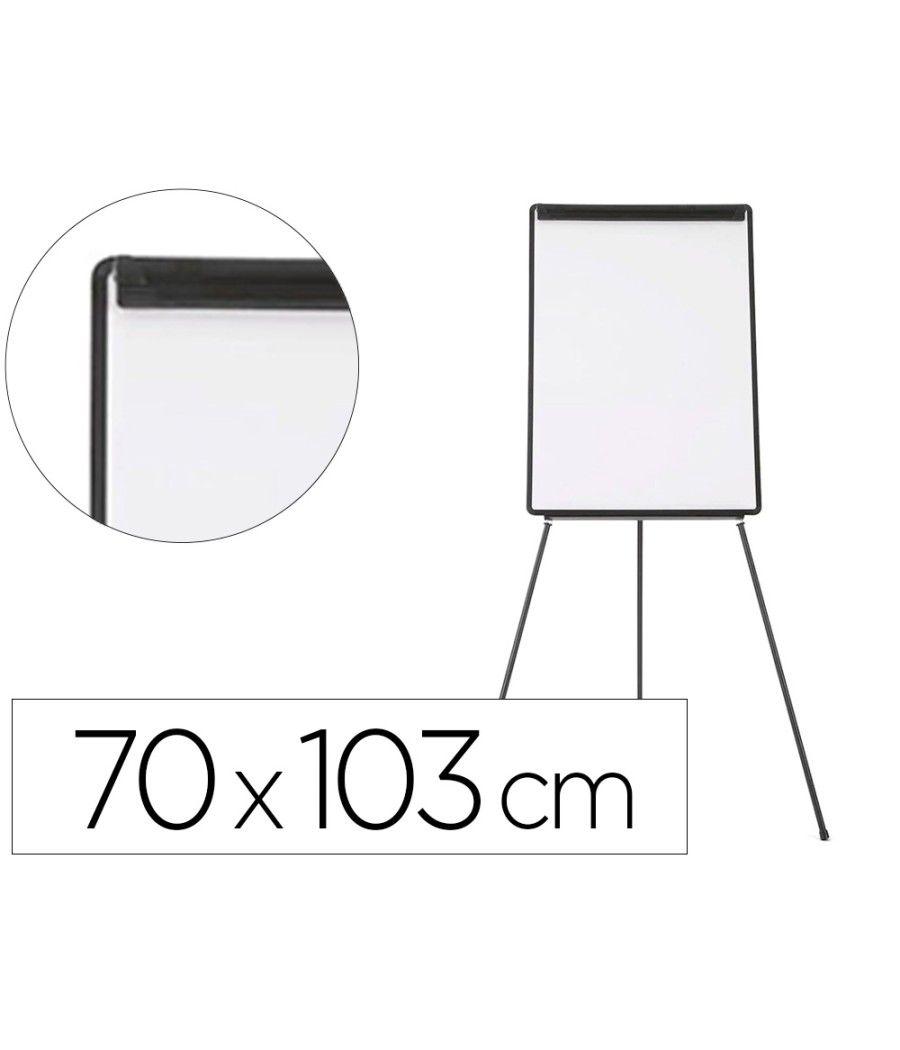 Pizarra blanca q-connect con tripode 100x70 cm para convenciones superficie laminada marco negro - Imagen 2