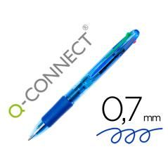 Bolígrafo q-connect 4 en 1 tinta 4 colores retráctil -con sujecion de caucho PACK 10 UNIDADES
