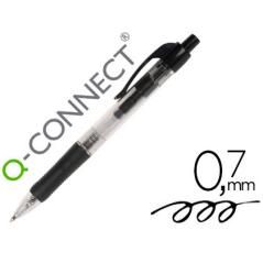 Bolígrafo q-connect negro retráctil -con sujecion de caucho PACK 10 UNIDADES