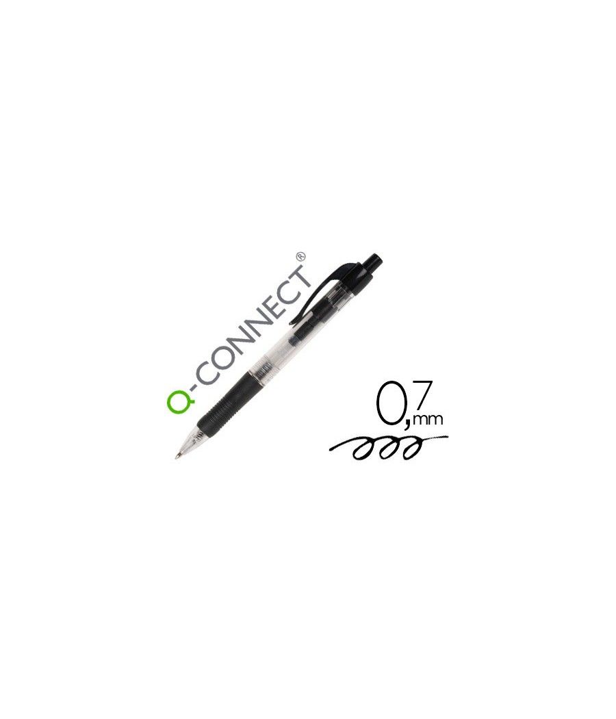 Bolígrafo q-connect negro retráctil -con sujecion de caucho PACK 10 UNIDADES - Imagen 2