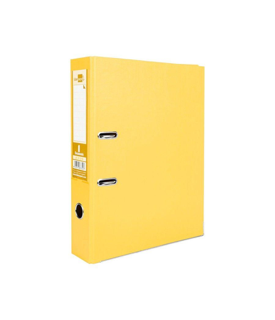 Archivador de palanca liderpapel folio documenta forrado pvc con rado lomo 75mm amarillo compresor metélico - Imagen 3